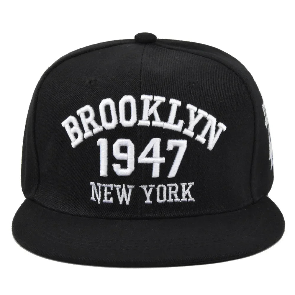1947 Brooklyn Embroidery Snapback Hat High Quality Baseball Cap Men's Versatile Pattern Casual Adjustable Hip Hop Sports Hat